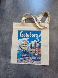 Tygkasse, med Göteborgsmotiv, beige