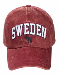 Keps Älg, Sweden, Avancerad 3D-broderi / Färg: röd