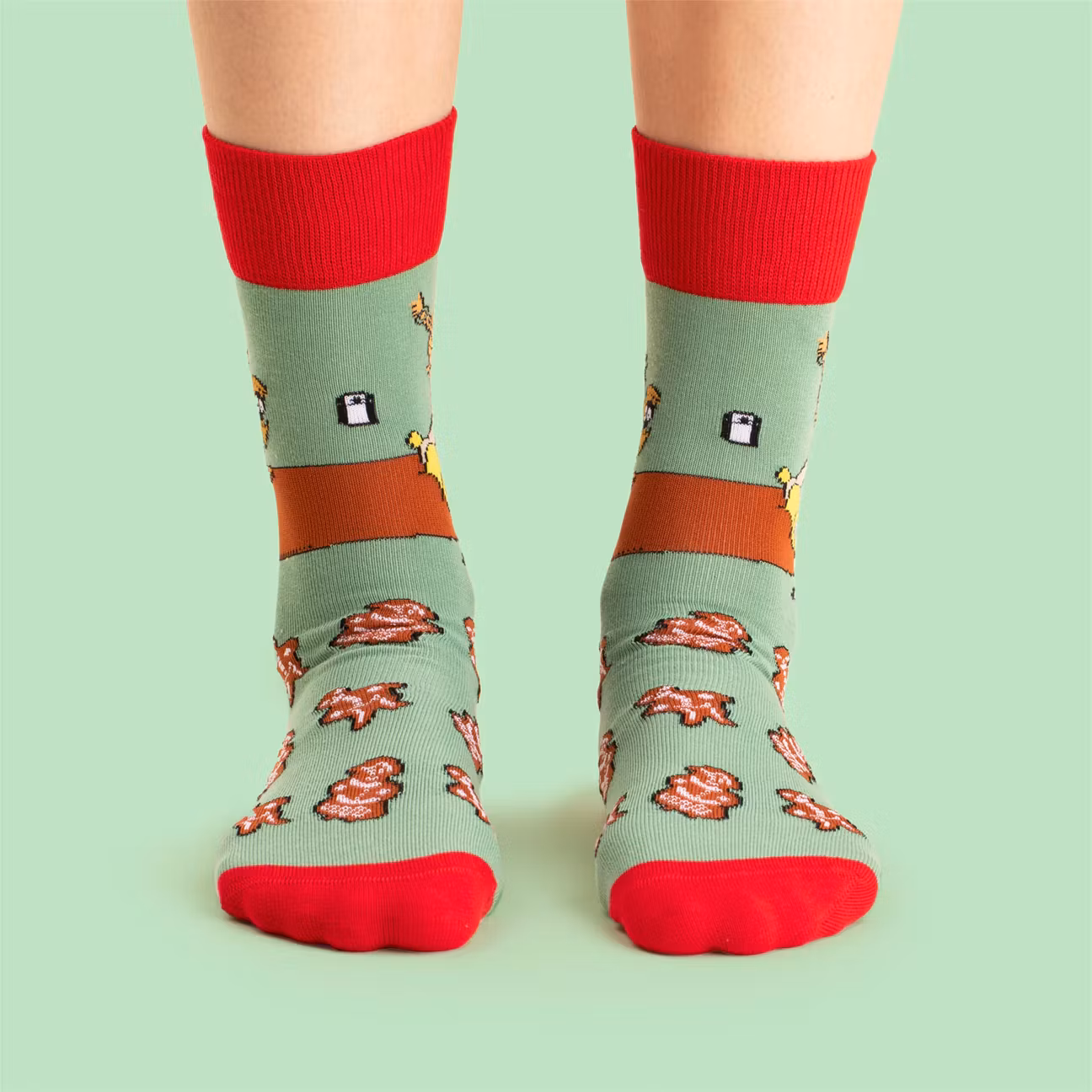 Socken Pippi backt Pfannkuchen