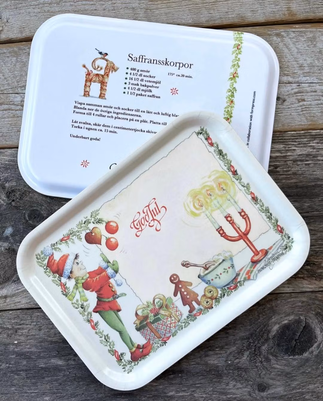 Bricka God jul Nisse, 27x20cm