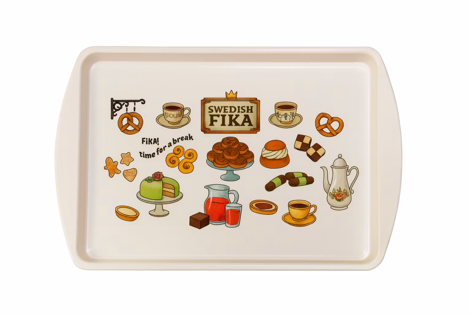 Bricka Metall 20×14 cm – Swedish Fika | Liten serveringsbricka i metall