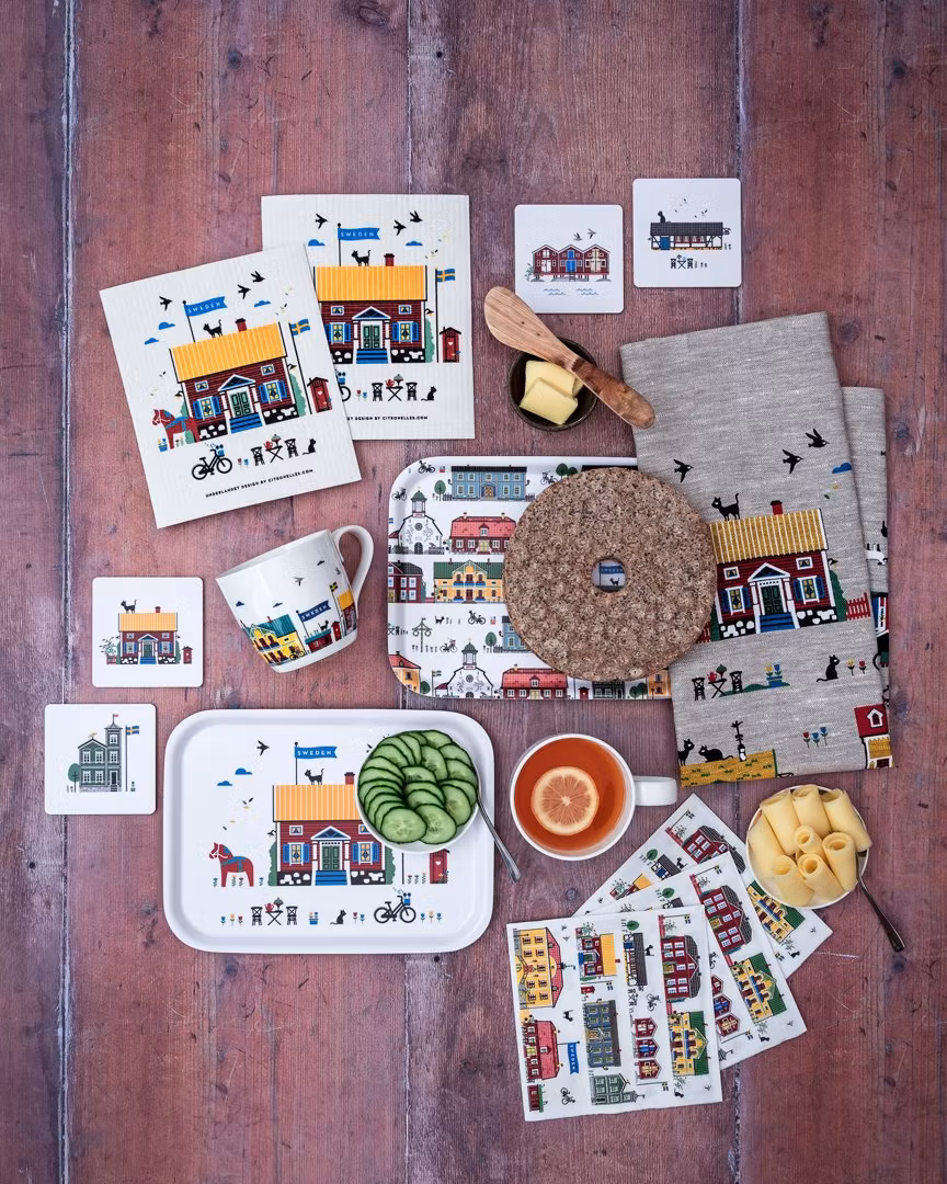 Bricka Sverige hus & dalahäst