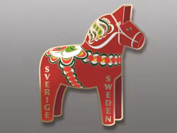 Metallmagnet im klassischen Dala-Pferde-Design. 2 Farben