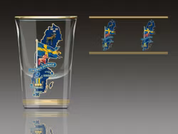 Shotglas med dekorativt Sverige-motiv