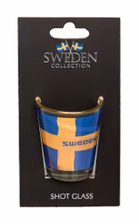 Shotglas, vågig Sverige flagga