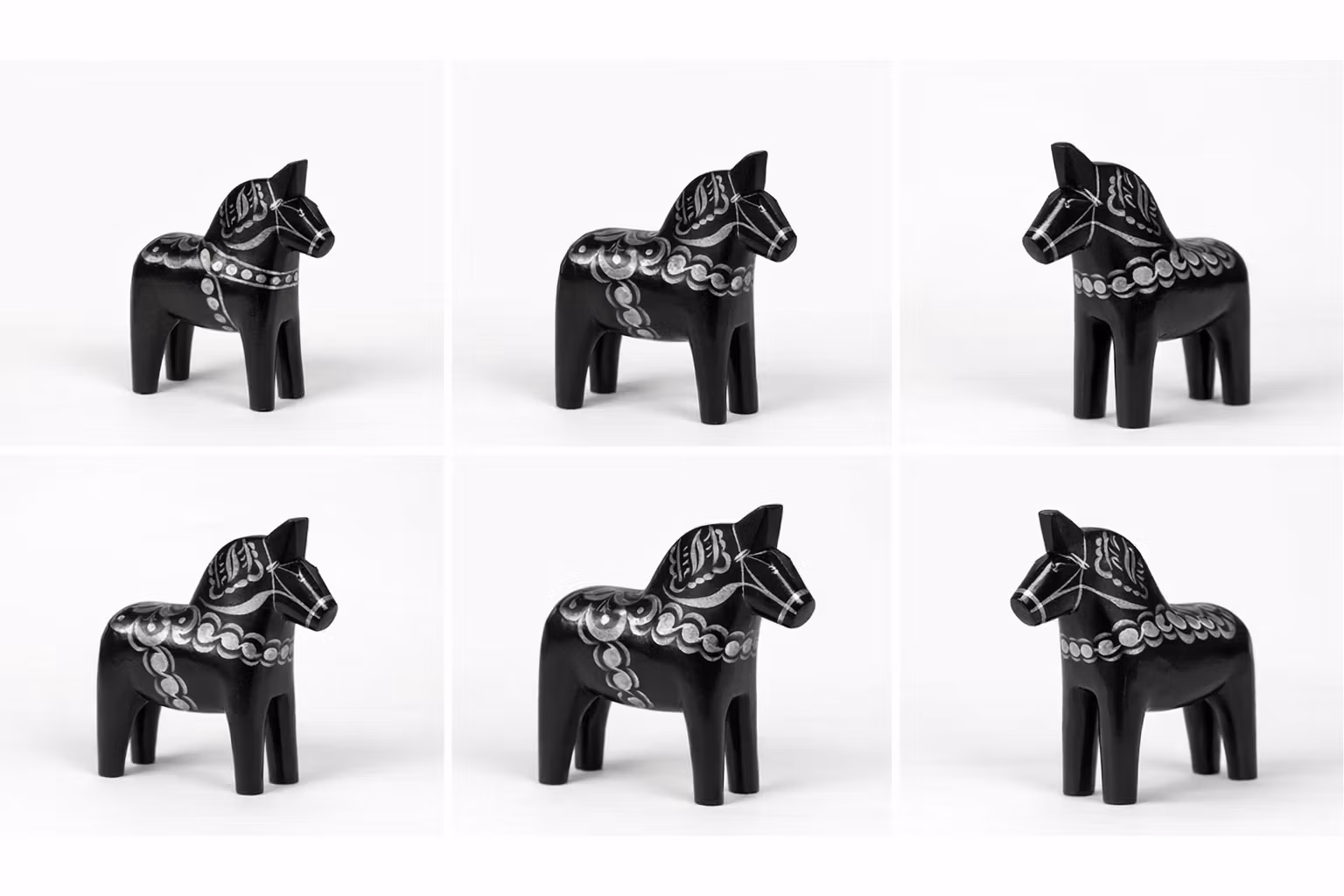 Original Traditionell Dalahäst, Fira – svart