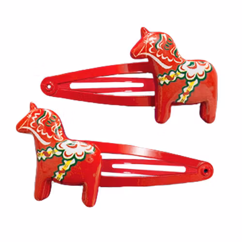 Hair clip Dala horse red