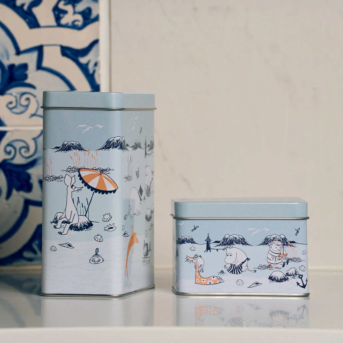 Moomin strandtur kaffeburk, blå