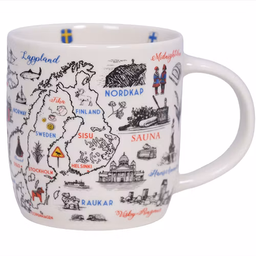 Mugg, Skandinavia teckningsmotiv