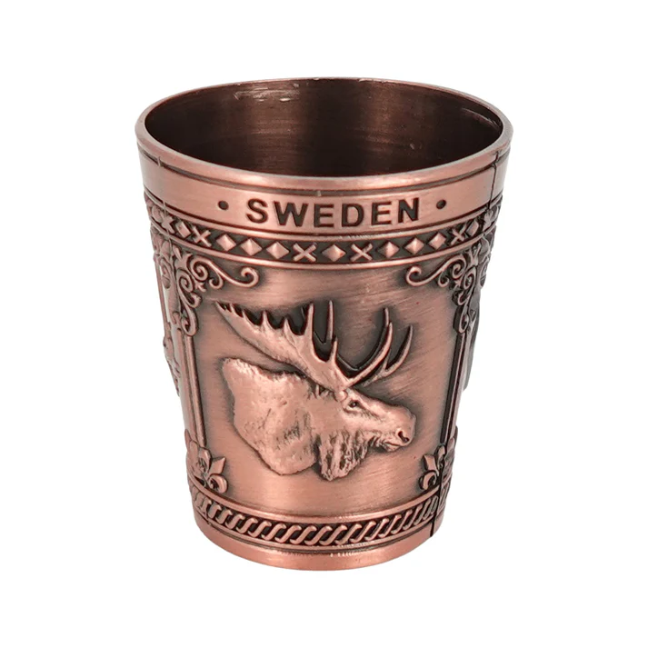 Metall shotglas brons Sverige älg