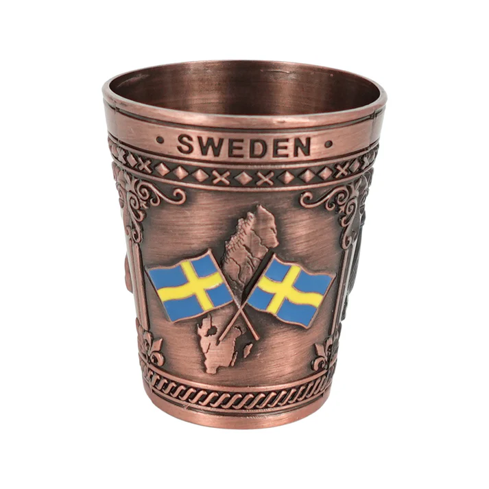 Metall shotglas brons Sverige älg