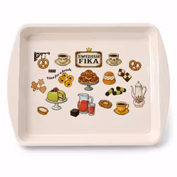 Tablett aus Metall, 20 × 14 cm – Schwedische Fika | Kleines Serviertablett aus Metall