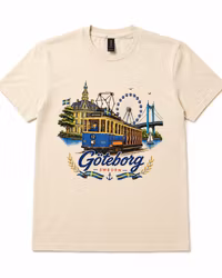 T-shirt Göteborg – Beige med färgstarkt stadsmotiv