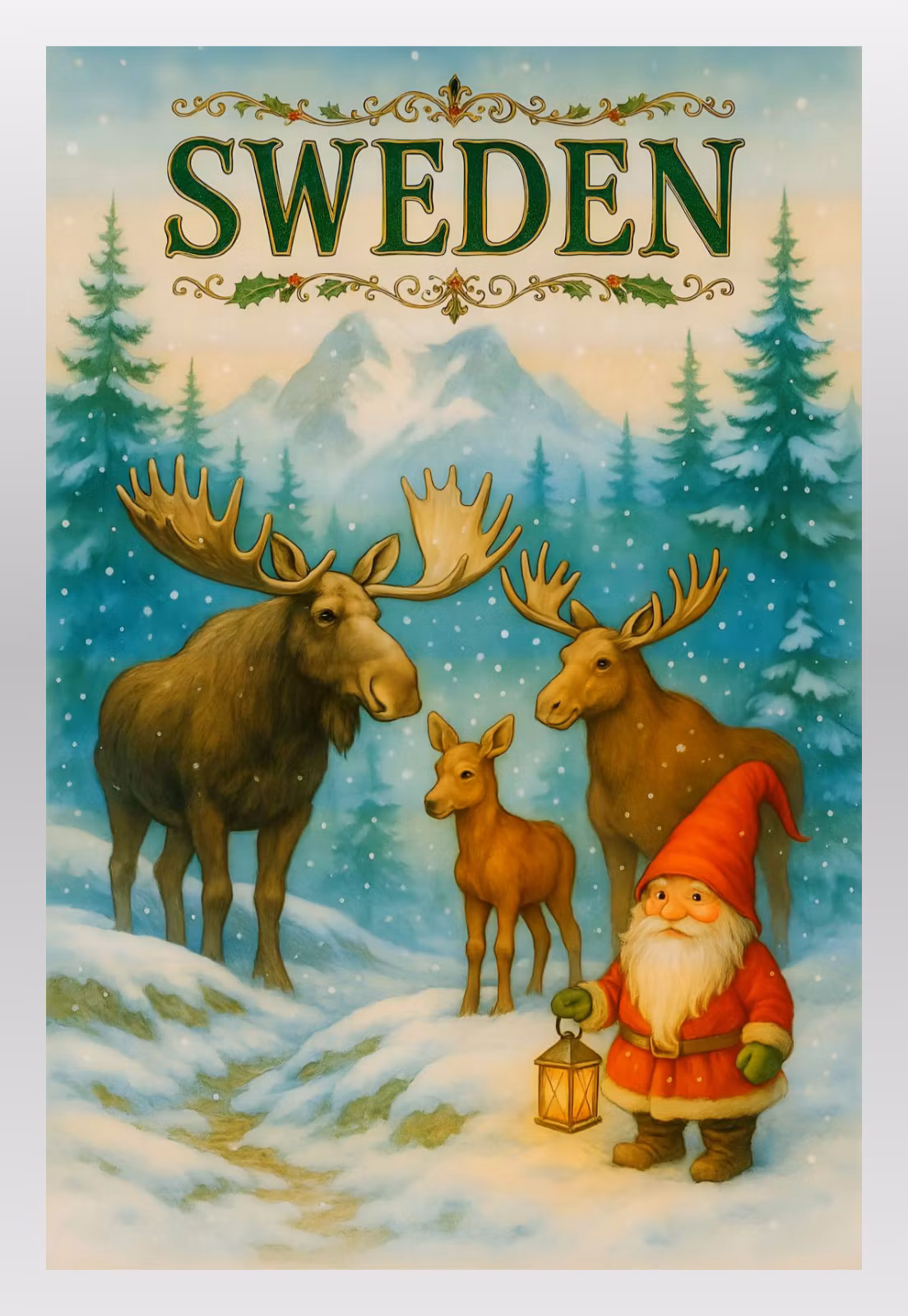 Vykort Sweden – Vintermotiv 18 × 13 cm