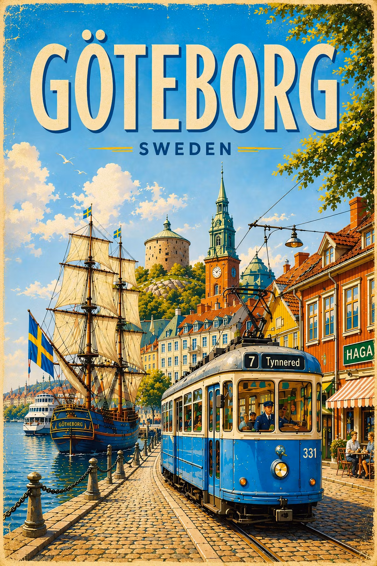 Vykort Göteborg – Retroinspirerat stadsmotiv 18 × 13 cm