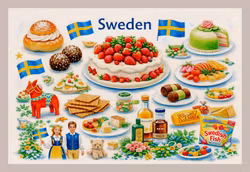 Sweden Magnet – Svenska klassiker & smaker, 55 × 80 mm