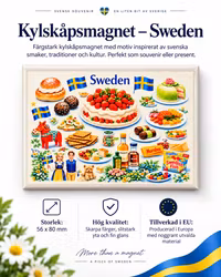 Sweden Magnet – Svenska klassiker & smaker, 55 × 80 mm
