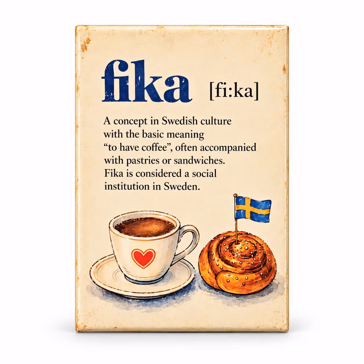 FIKA Magnet – Svensk kaffepaus, 55 × 80 mm