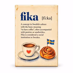 FIKA Magnet – Svensk kaffepaus, 55 × 80 mm