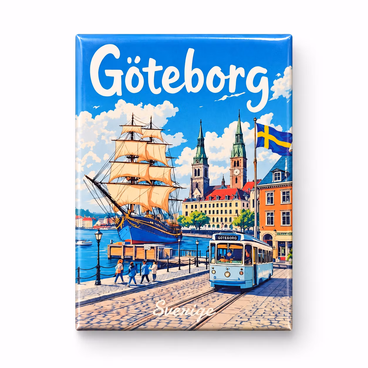 Göteborg Magnet – Segelfartyg & Spårvagn, 55 × 80 mm