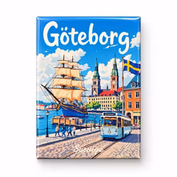 Göteborg Magnet – Segelfartyg & Spårvagn, 55 × 80 mm