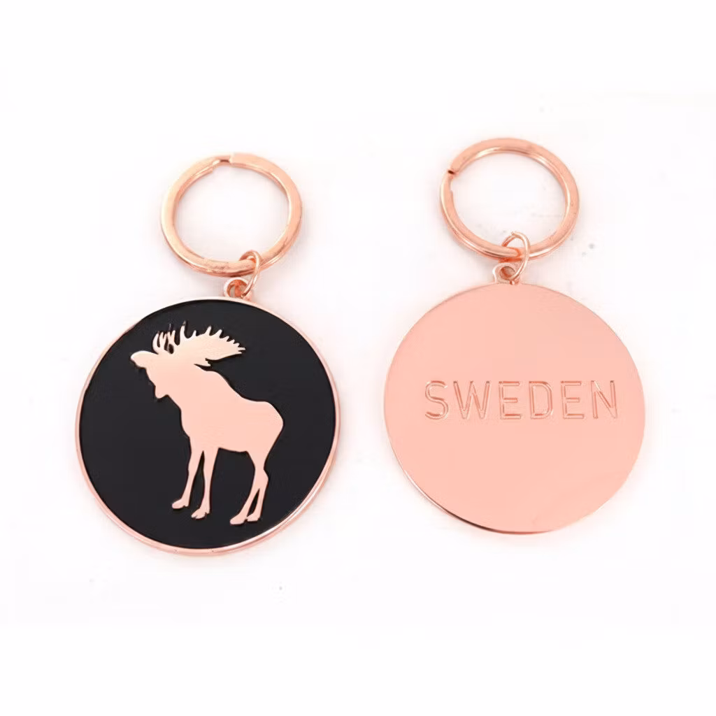 Nyckelring älg, svart / roséguld