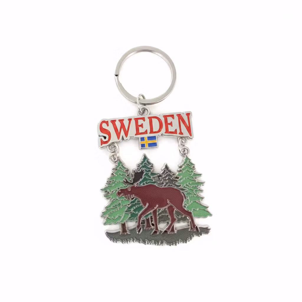 Nyckelring älg i skog, 53mm