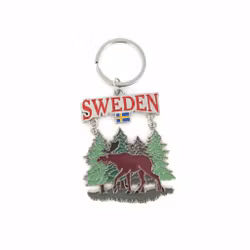 Nyckelring älg i skog, 53mm