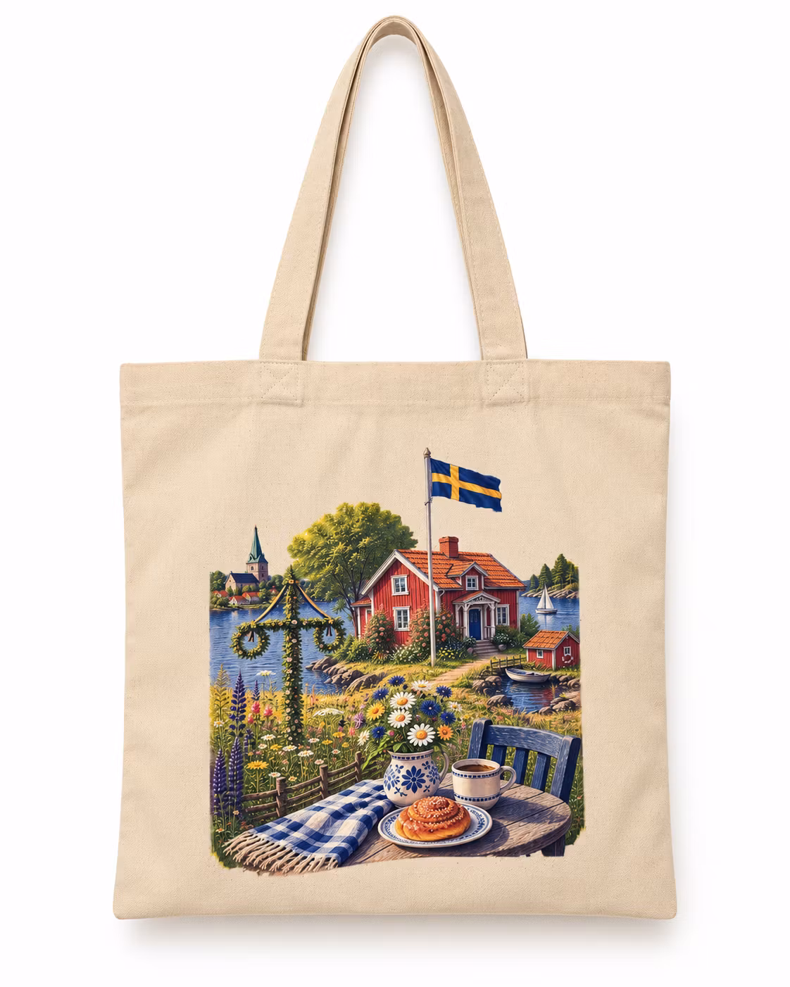 Tygkasse Svensk Sommar – Kraftigt tyg, 37 × 41 cm