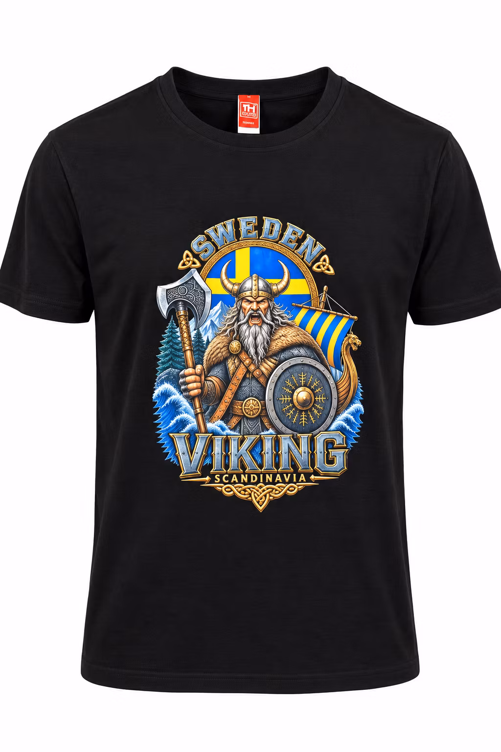 T-shirt SWEDEN VIKING – Svart, 100 % bomull
