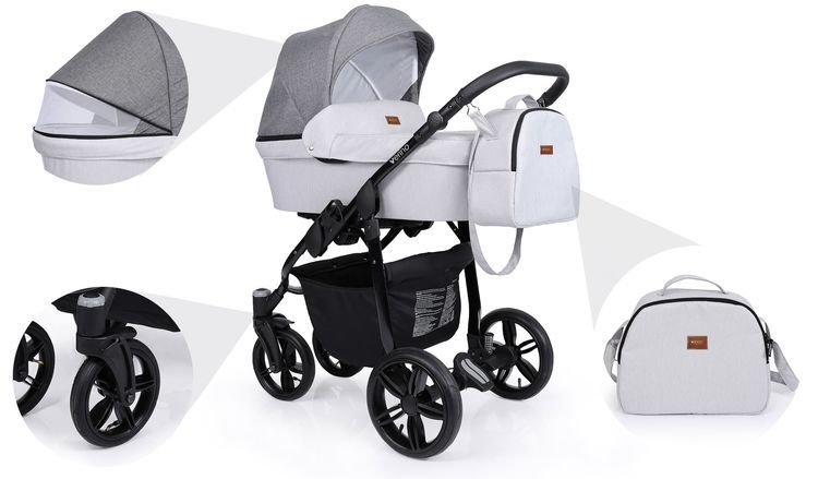 Barnvagn,Liggdel + Bilbarnstol + Sittdel - 3in1 Verino