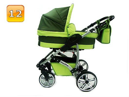 Barnvagn,Liggdel + Bilbarnstol + Sittdel - 3in1 TWING