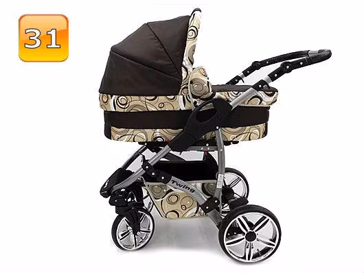 Barnvagn,Liggdel + Bilbarnstol + Sittdel - 3in1 TWING