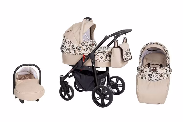 Barnvagn,Liggdel + Bilbarnstol + Sittdel - 3in1 Silver