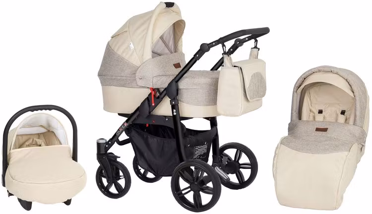 Barnvagn,Liggdel + Bilbarnstol + Sittdel - 3in1 Silver