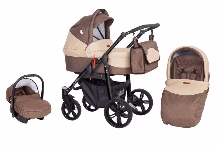 Barnvagn,Liggdel + Bilbarnstol + Sittdel - 3in1 Silver