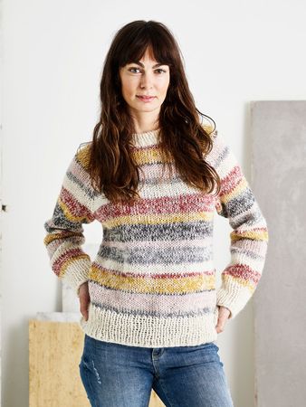 1638  Sweater med melerade ränder