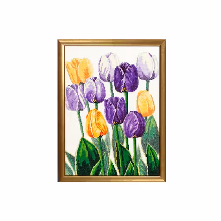 Lila och gula tulpaner - tavla