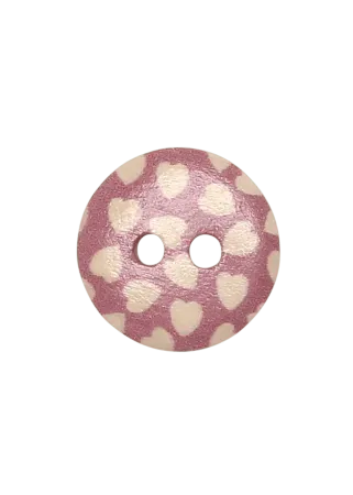 Träknappar - Pink Heart - 15mm