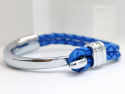 Concept Blue Leather Metal Armband Herr - SWEVALI