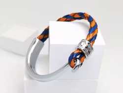 Concept Orange Blue Leather Metal Armband Herr - SWEVALI