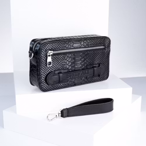 Leather Clutch Bag "Sneaky Lyx Trace" Mini Charm - SWEVALI
