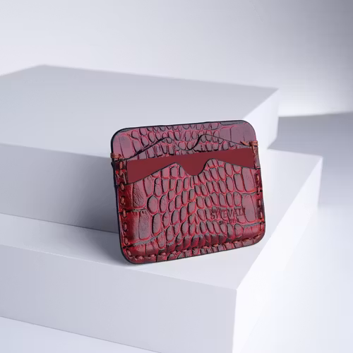 Leather Card Holder "Coco Carmine" The opulent - SWEVALI