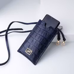 Leather Sling Phone pouch "Coco Blue Night" The Daily - SWEVALI