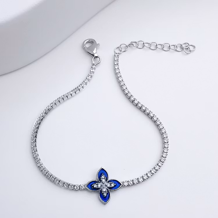 Queen Victoria Blue Secret Silver Armband 925 äkta silver, modern silver armband 5