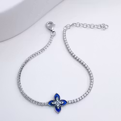 Queen Victoria Blue Secret Silver Armband 925 - SWEVALI