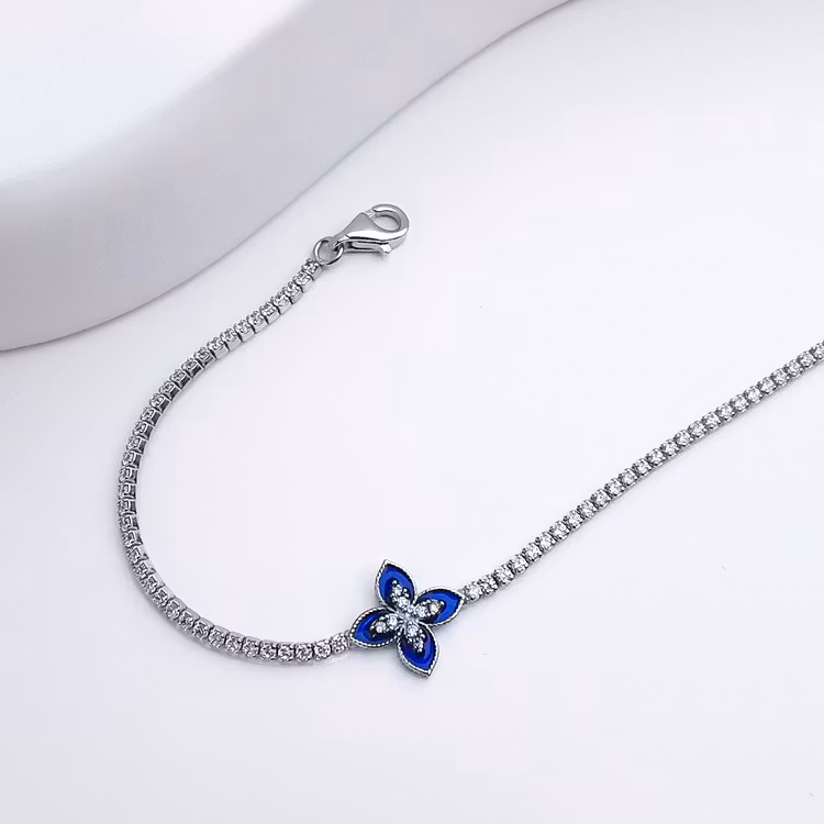 Queen Victoria Blue Secret Silver Armband 925 - SWEVALI