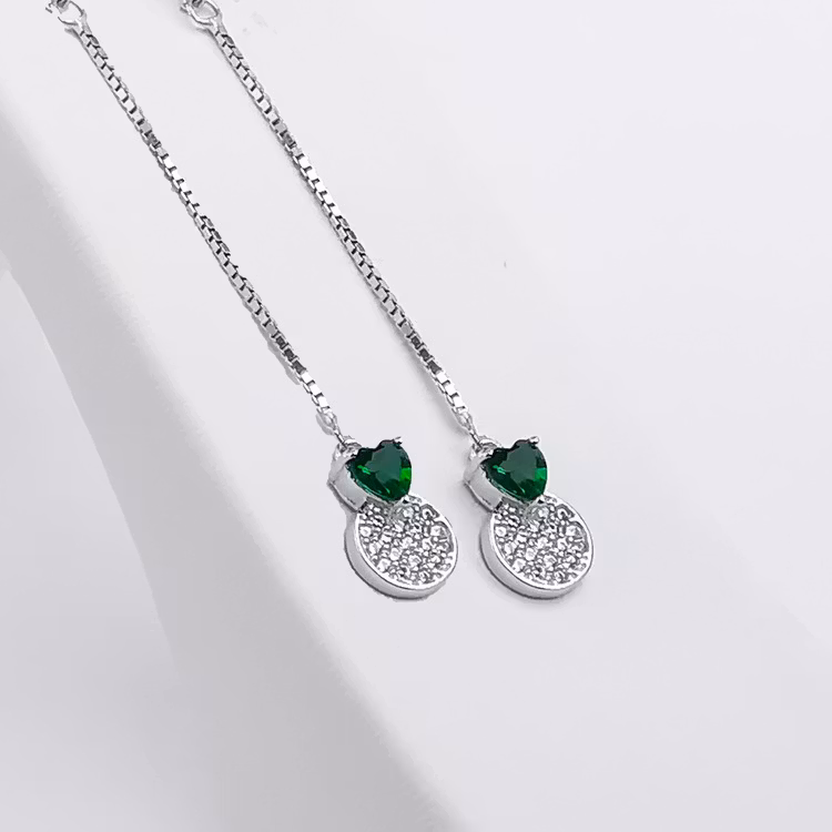 1 - Pendel Green Heart Silver Örhänge 925 Modern and trendy earings and women jewelry and accessories