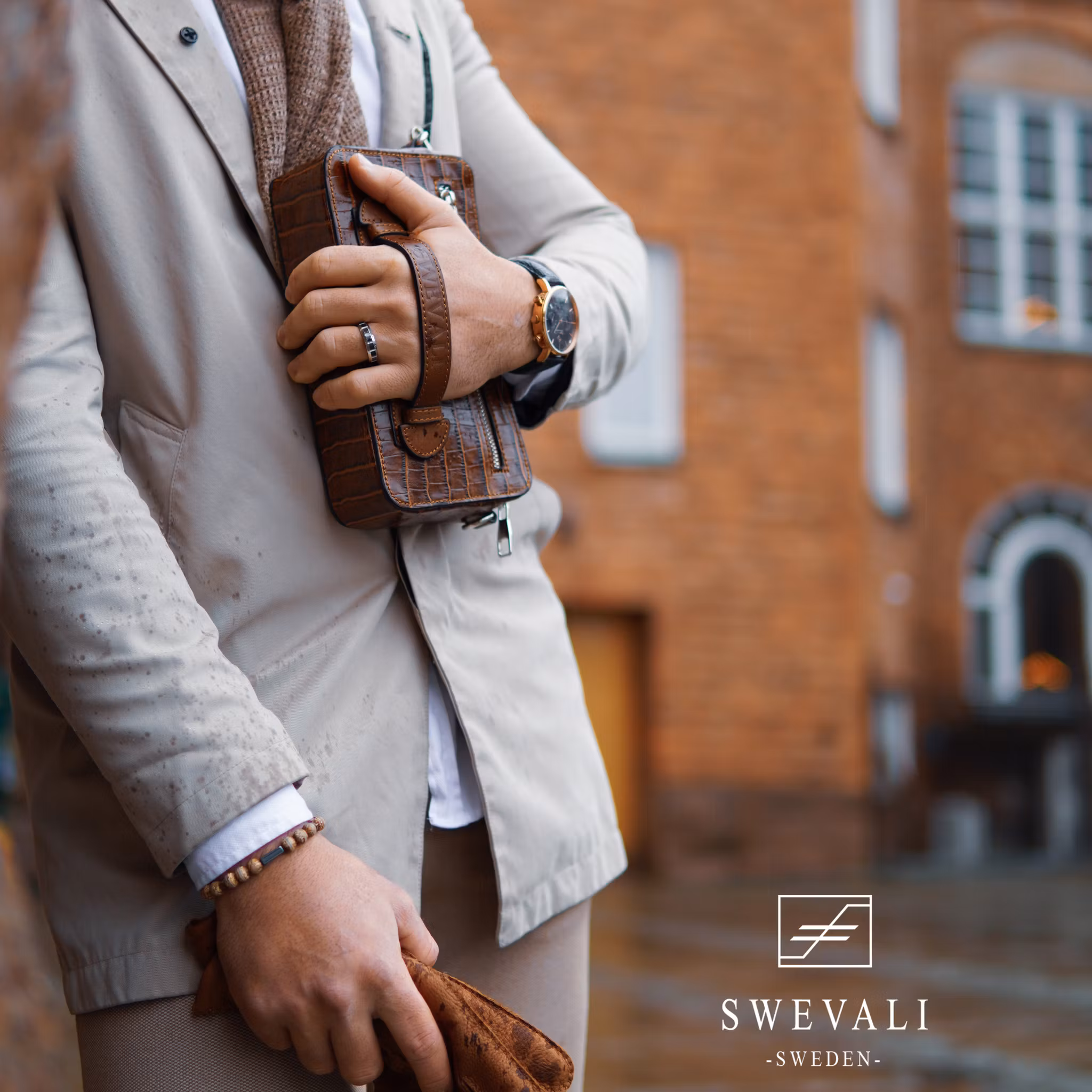 Leather Clutch Bag "Coco Sahara" Mini Charm - SWEVALI