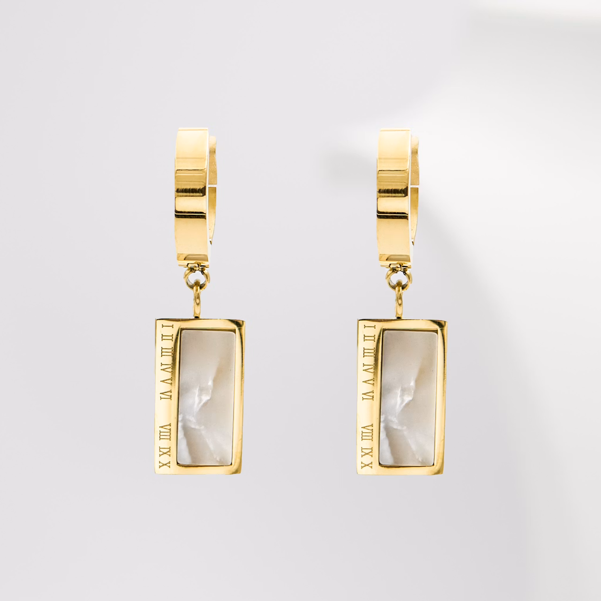 1- Era White Marble Gold Edition -Örhänge 316 L - Special Earrings From SWEVALI